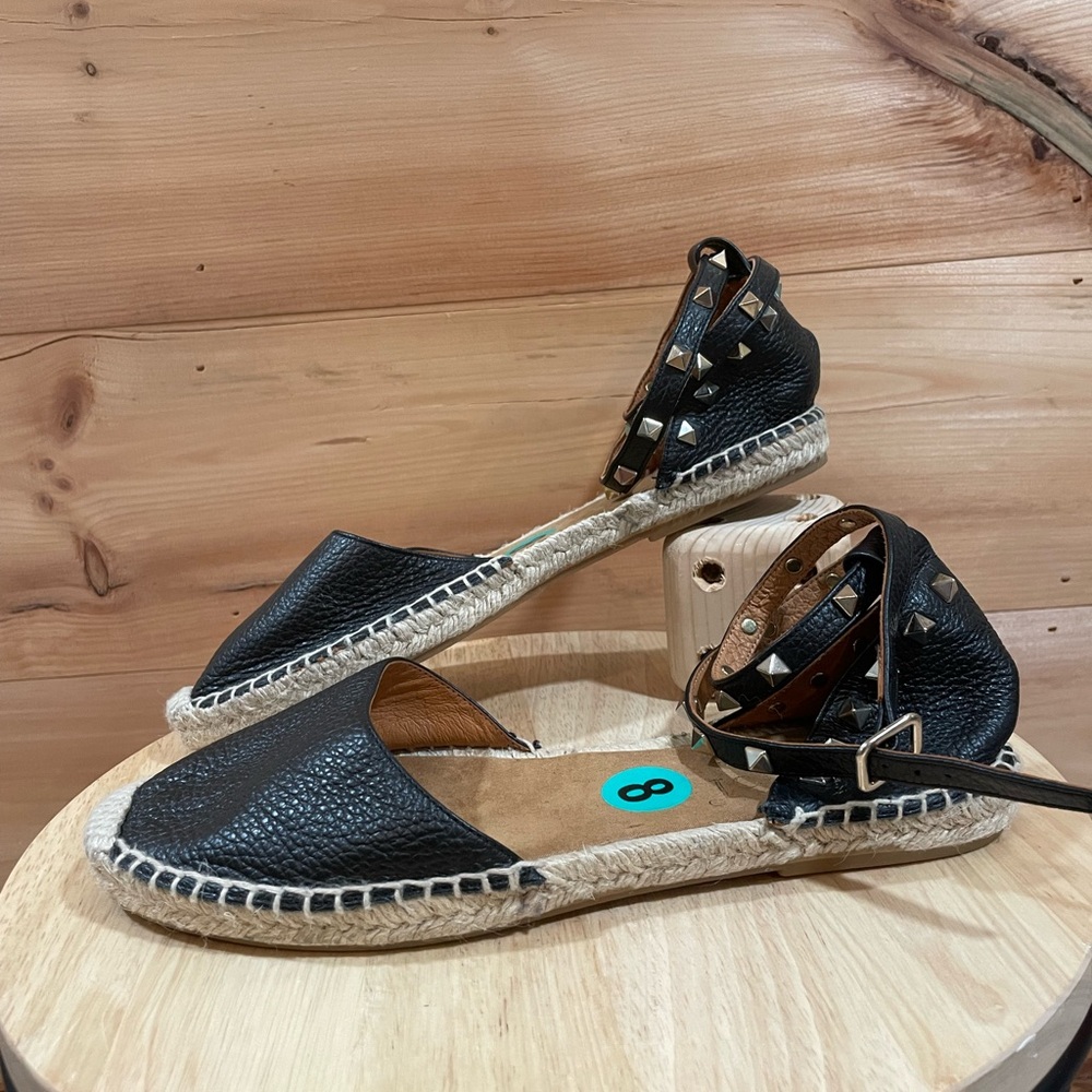 Anthropologie’s Maypol Black Leather Espadrilles in Size 8 - Picture 8 of 11